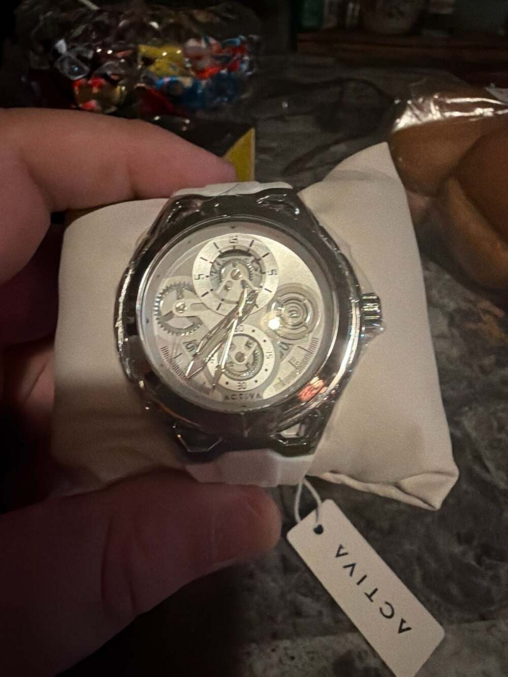 Activa Men's White Silicone Strap Skeleton Dial Sport Watch brand new